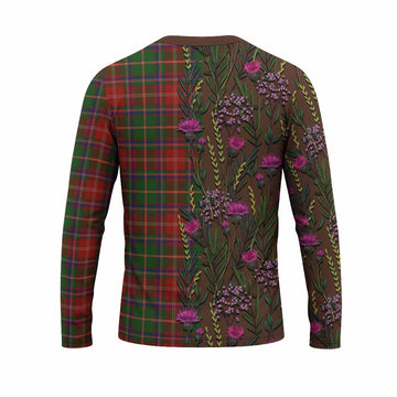 Somerville Family Crest Tartan Long Sleeve T-Shirt Scottish Thistle Flower Pattern Half Style - Tartan Vibes Clothing
