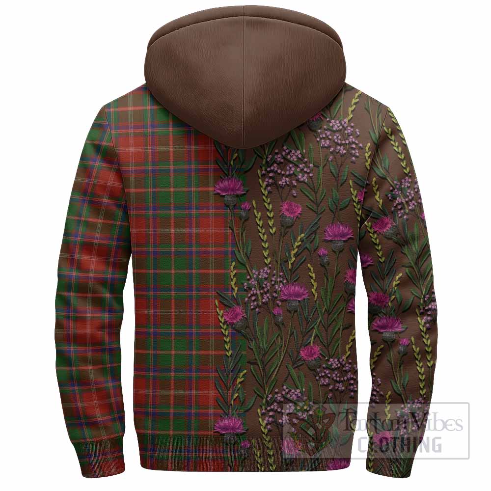 Somerville Family Crest Tartan Sherpa Hoodie Scottish Thistle Flower Pattern Half Style - Tartan Vibes Clothing