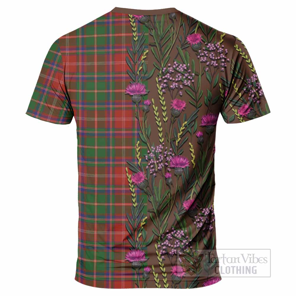 Somerville Family Crest Tartan T-Shirt Scottish Thistle Flower Pattern Half Style - Tartan Vibes Clothing