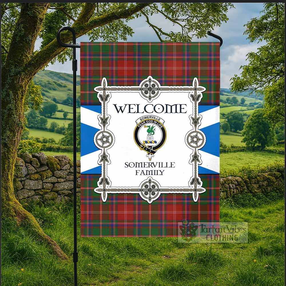 Somerville Family Crest Tartan Welcome Garden Flag Saltire Harmony Style - Tartan Vibes Clothing