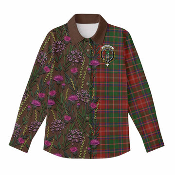 Somerville Family Crest Tartan Women Casual Shirt Scottish Thistle Flower Pattern Half Style - Tartan Vibes Clothing