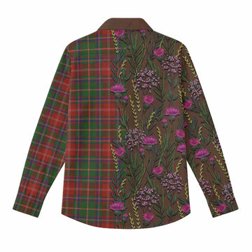 Somerville Family Crest Tartan Women Casual Shirt Scottish Thistle Flower Pattern Half Style - Tartan Vibes Clothing