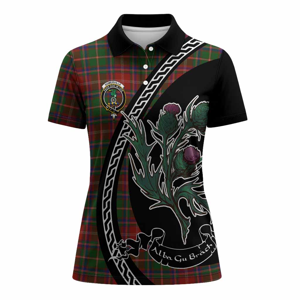 Somerville Family Crest Tartan Women Polo Shirt Alba Thistle Inspired - Tartan Vibes Clothing
