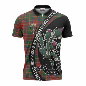 Somerville Family Crest Tartan Zipper Polo Shirt Alba Thistle Inspired