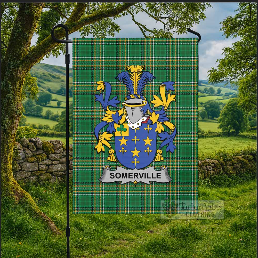 Somerville Irish Clan Tartan Flag with Coat of Arms