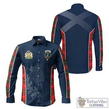 Somerville Modern Tartan Long Sleeve Button Up Shirt with Family Crest and Scottish Thistle Vibes Sport Style