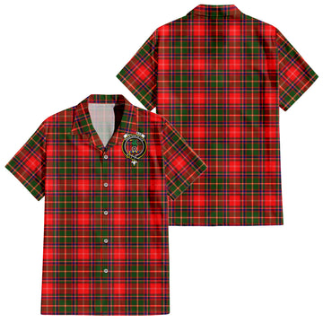 Somerville Modern Tartan Short Sleeve Button Down Shirt with Family Crest