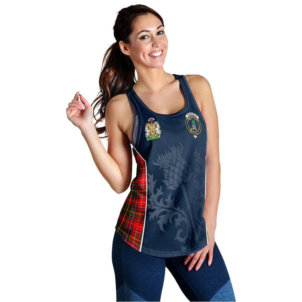 Tartan Vibes Clothing Somerville Modern Tartan Women's Racerback Tanks with Family Crest and Scottish Thistle Vibes Sport Style