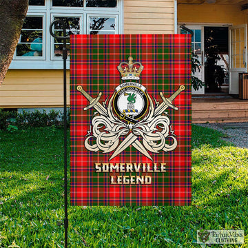 Somerville Modern Tartan Flag with Clan Crest and the Golden Sword of Courageous Legacy