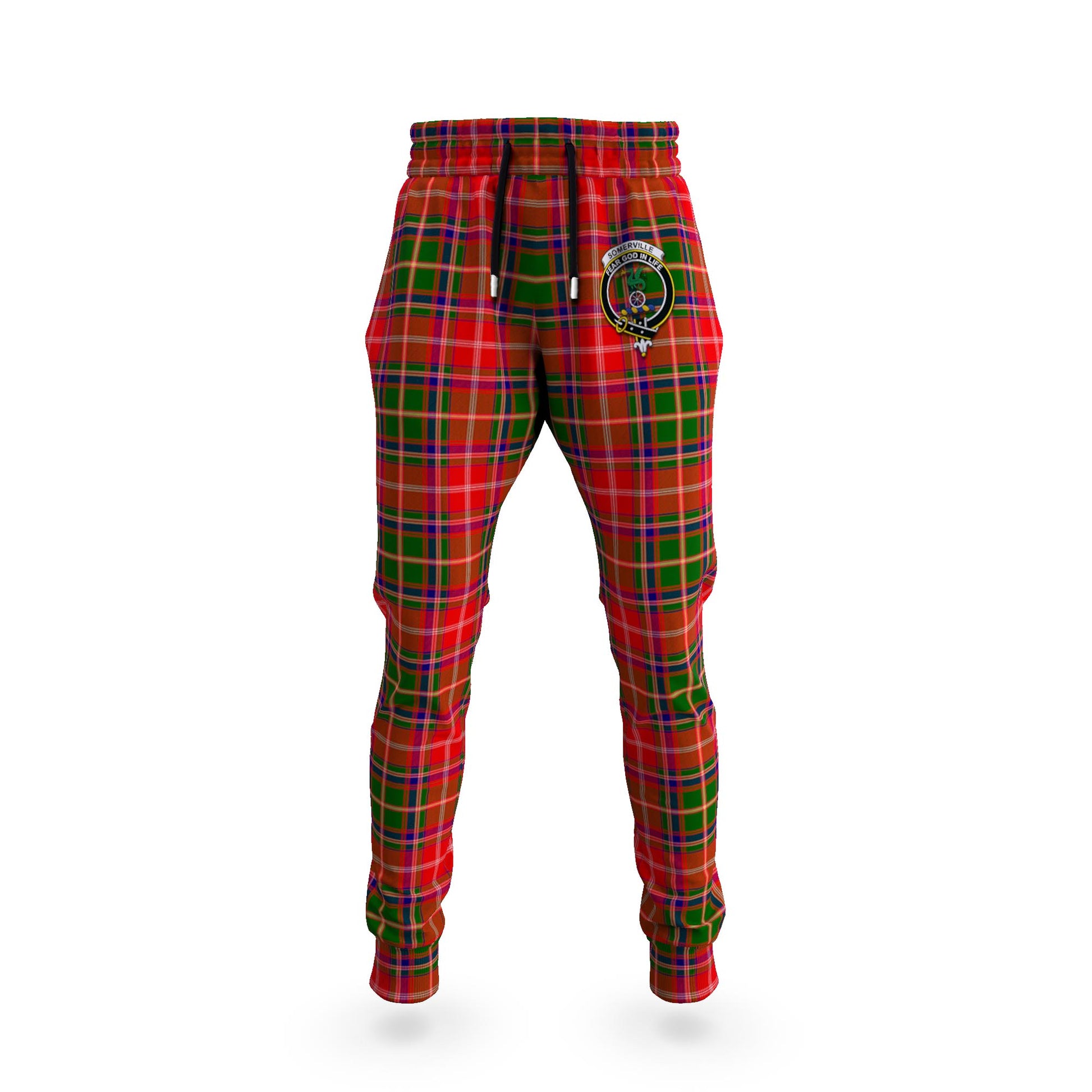 Somerville Modern Tartan Joggers Pants with Family Crest - Tartanvibesclothing Shop