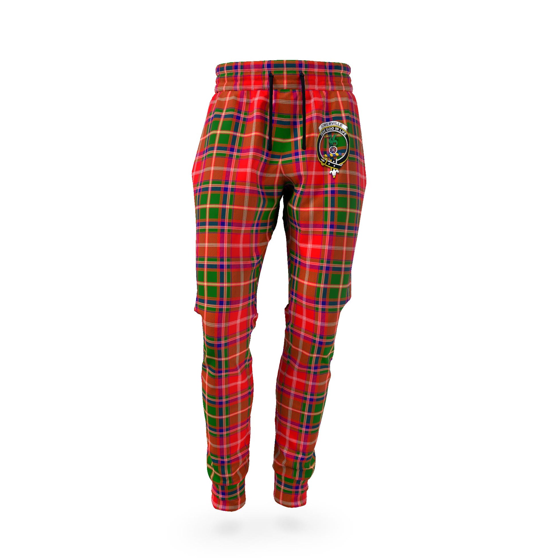 Somerville Modern Tartan Joggers Pants with Family Crest - Tartanvibesclothing Shop