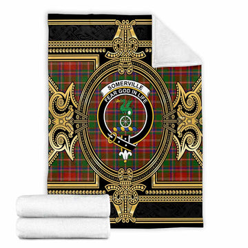 Somerville Scottish Tartan Crest Blanket Royal Stylized