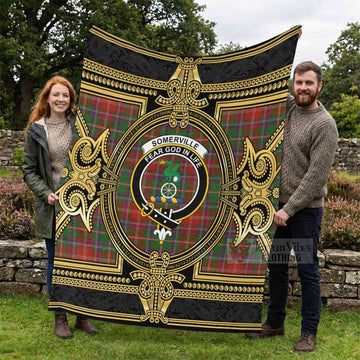 Somerville Scottish Tartan Crest Blanket Royal Stylized