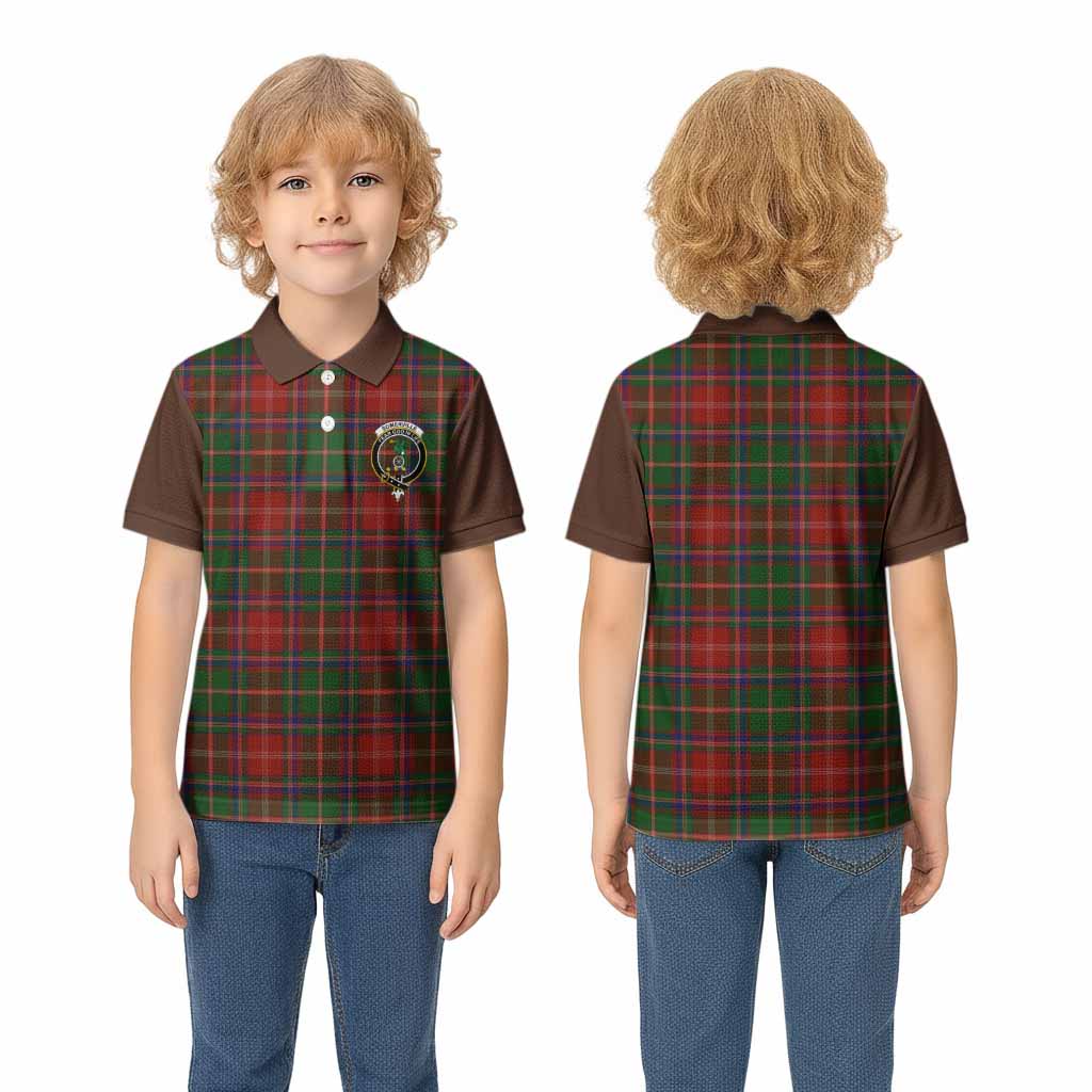 Somerville Tartan Accent Kid Polo Shirt with Family Crest