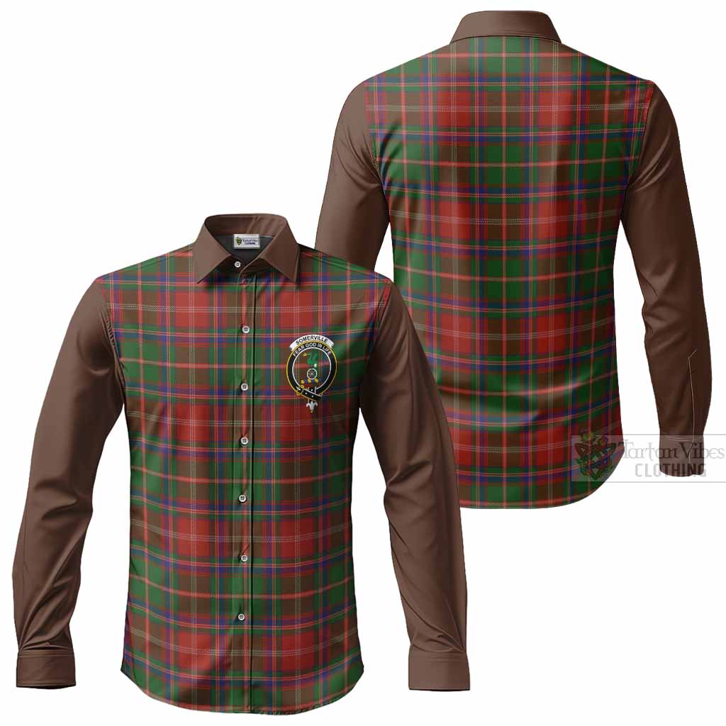 Somerville Tartan Accent Long Sleeve Button Shirts with Family Crest