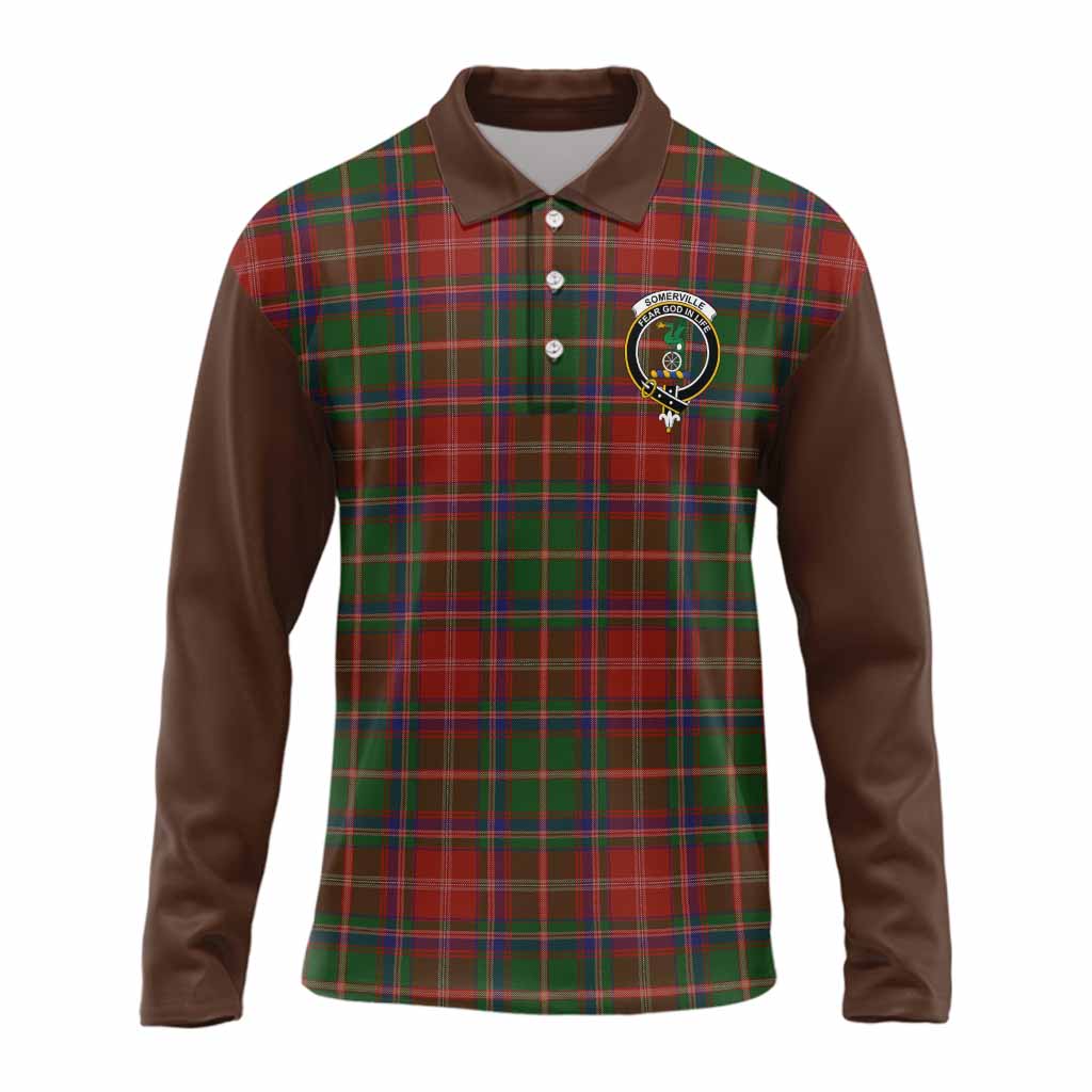 Somerville Tartan Accent Long Sleeve Polo Shirt with Family Crest