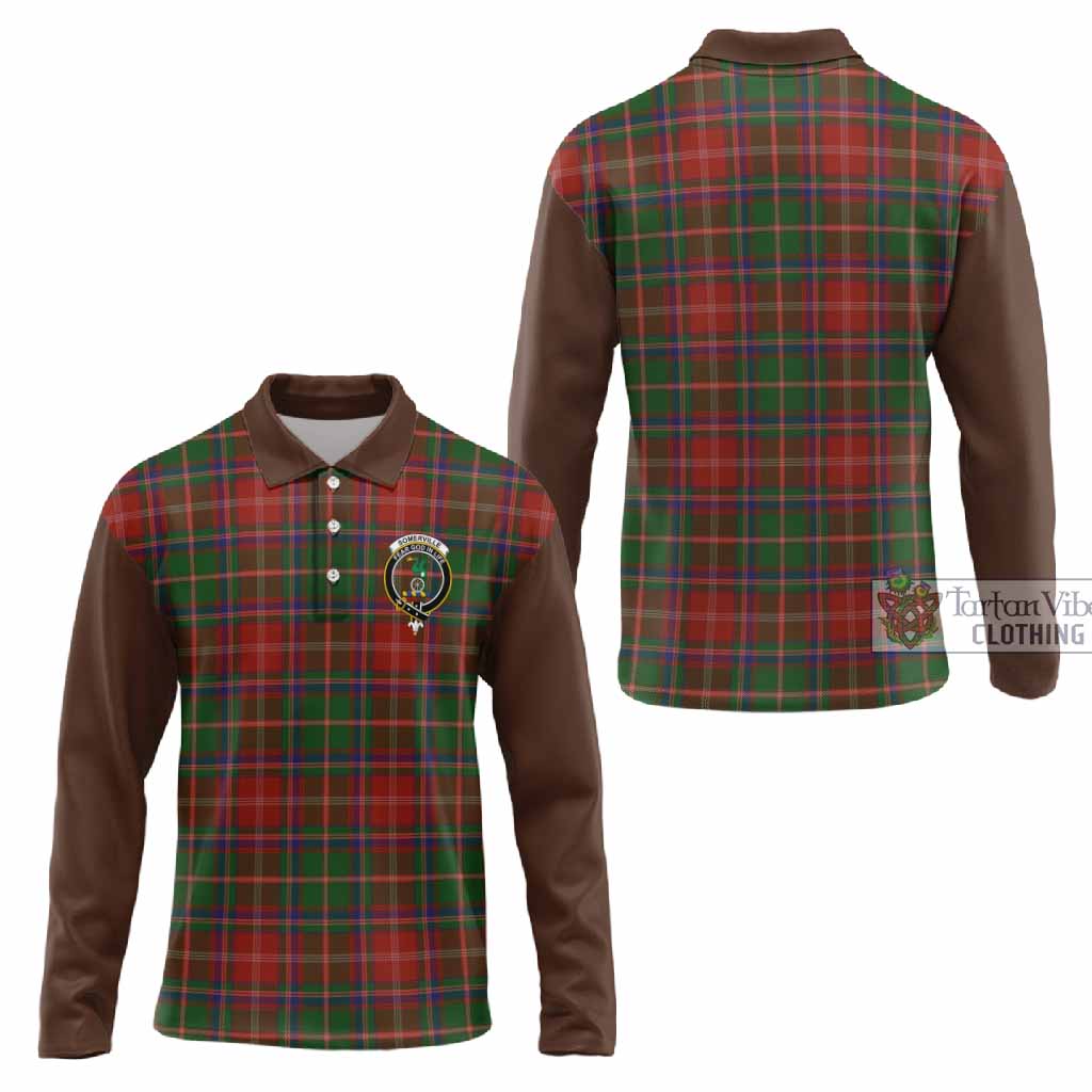 Somerville Tartan Accent Long Sleeve Polo Shirt with Family Crest
