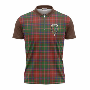 Somerville Tartan Accent Zipper Polo Shirt with Family Crest