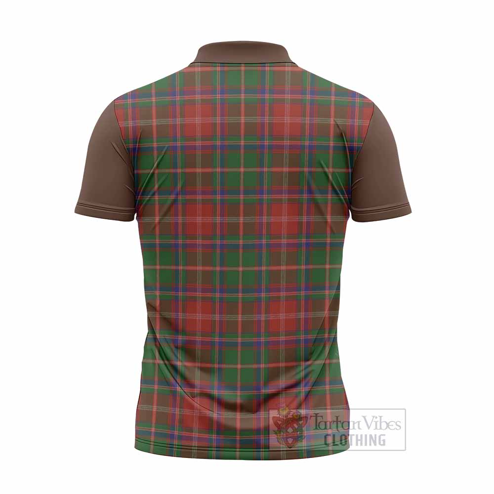 Somerville Tartan Accent Zipper Polo Shirt with Family Crest