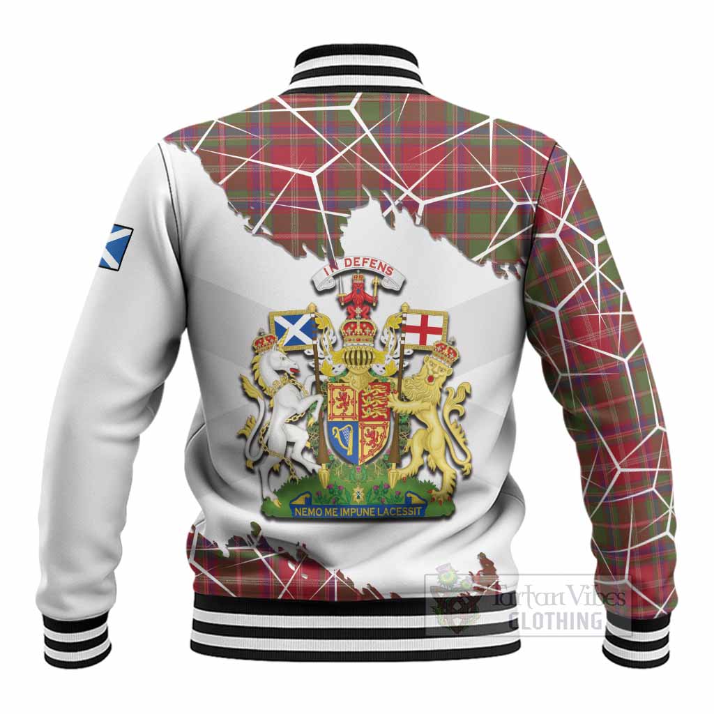 Somerville Tartan Baseball Jacket with Family Crest and Lion Rampant Grunge Style