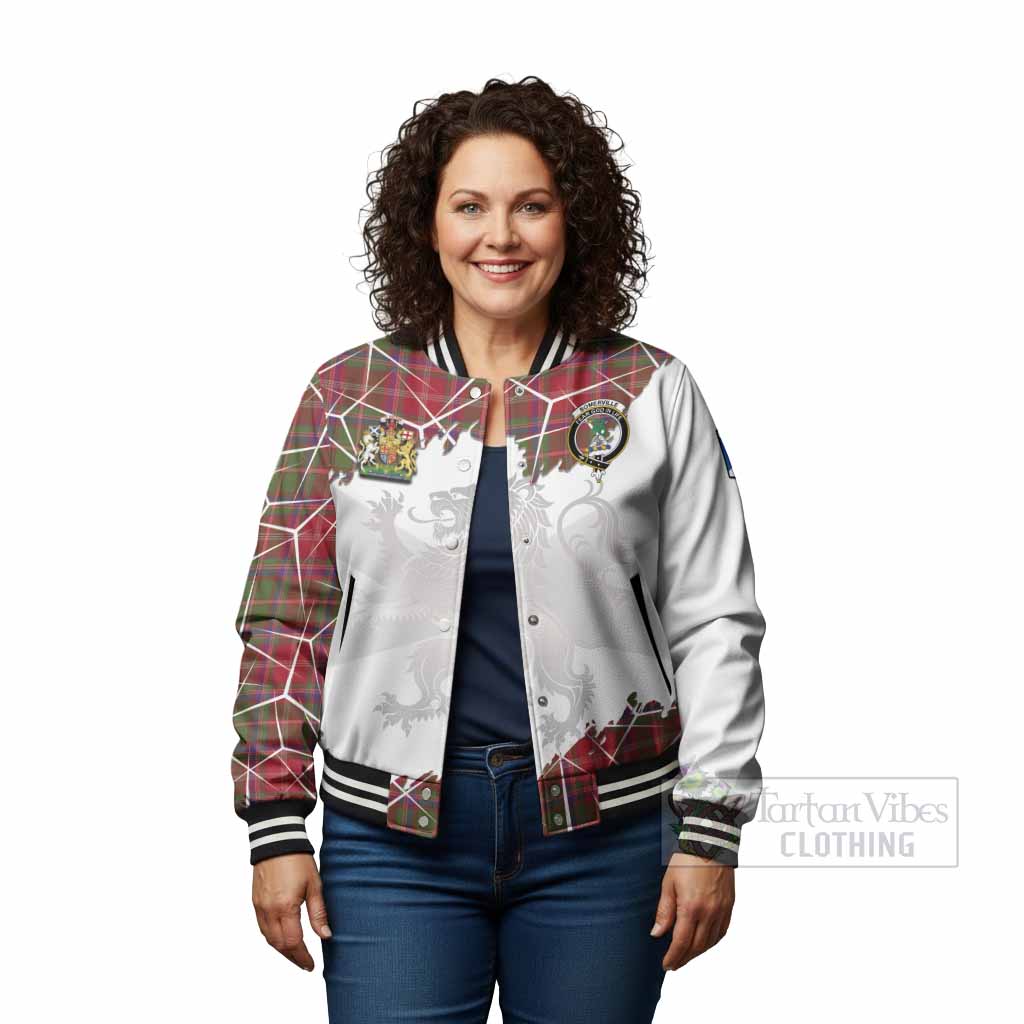 Somerville Tartan Baseball Jacket with Family Crest and Lion Rampant Grunge Style