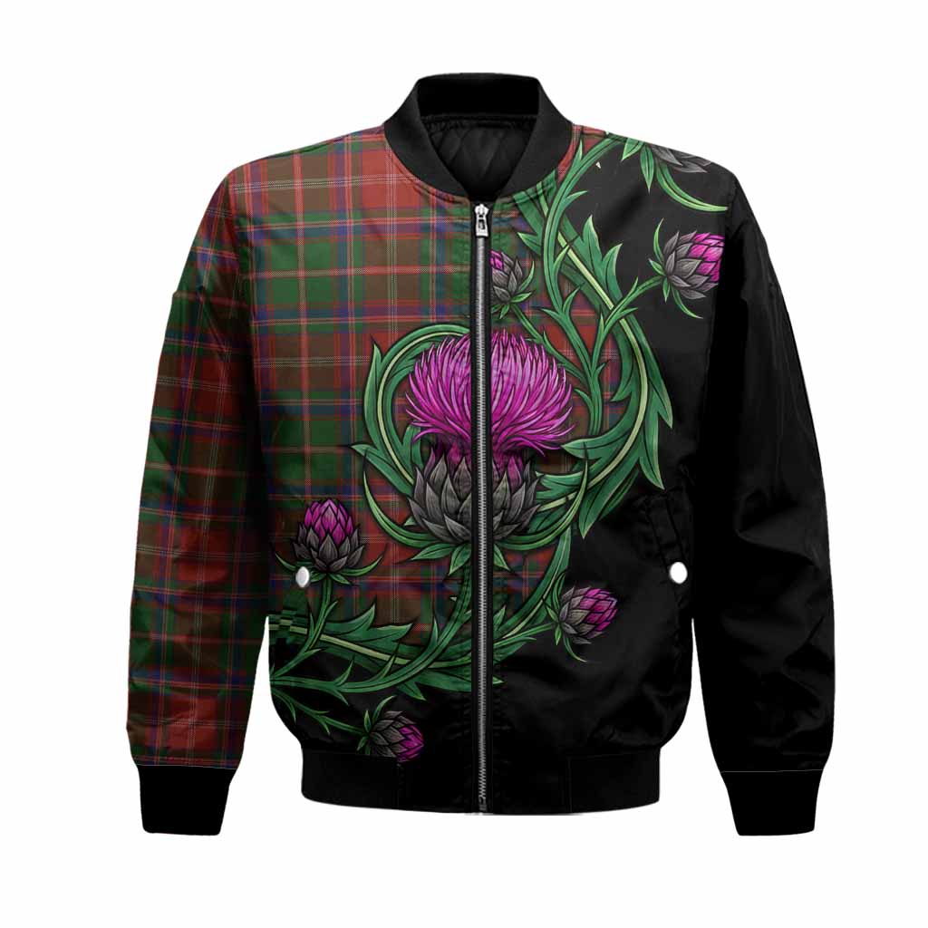 Somerville Tartan Bomber Jacket Resilient Scottish Thistle Unisex Black - Tartan Vibes Clothing
