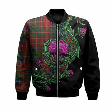 Somerville Tartan Bomber Jacket Resilient Scottish Thistle Unisex Black - Tartan Vibes Clothing