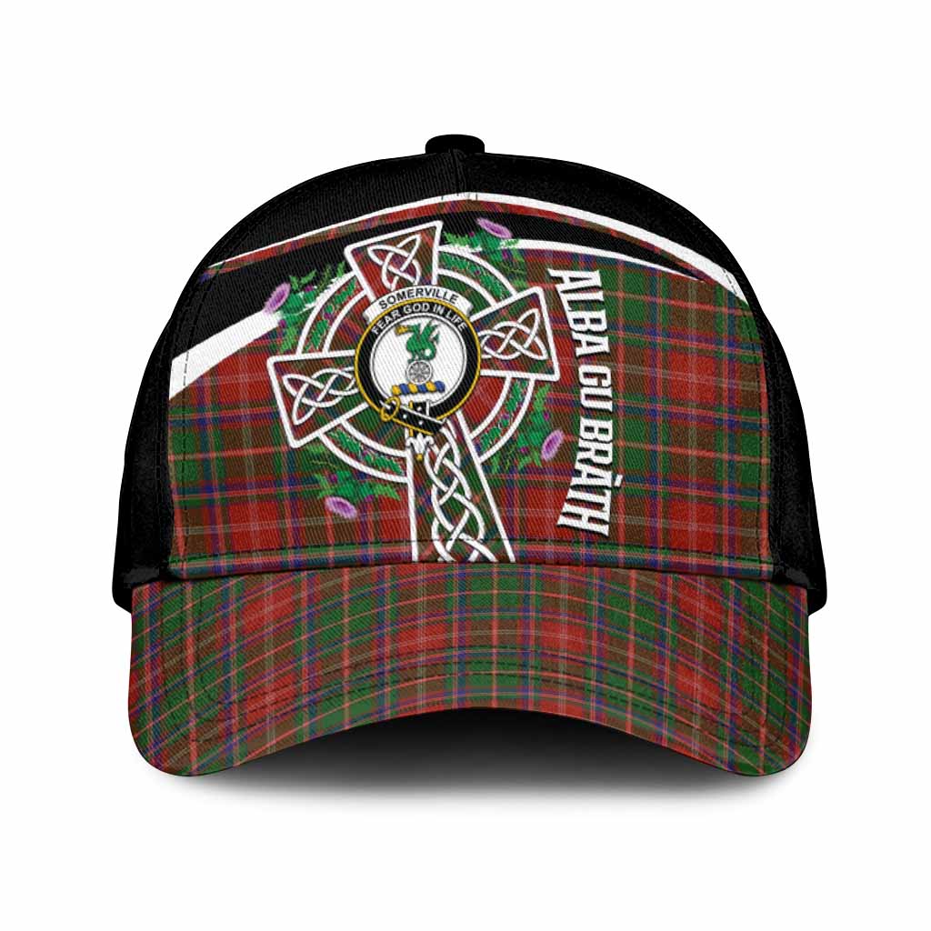 Somerville Tartan Crest Classic Cap Scottish Thistle Celtic Cross Alba Gu Brath