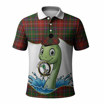 Somerville Tartan Crest Cute Nessie Polo Shirt Scottish Loch Ness Monster
