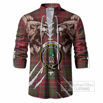 Somerville Tartan Crest Ghillie Shirt Ferocious Lion Style