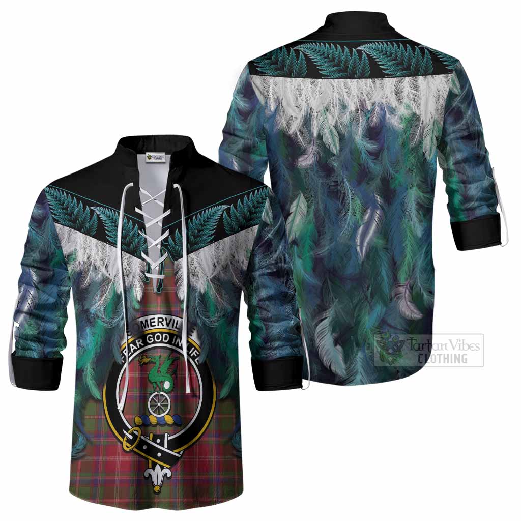Somerville Tartan Crest Ghillie Shirt New Zealand Maori Korowai Cloak