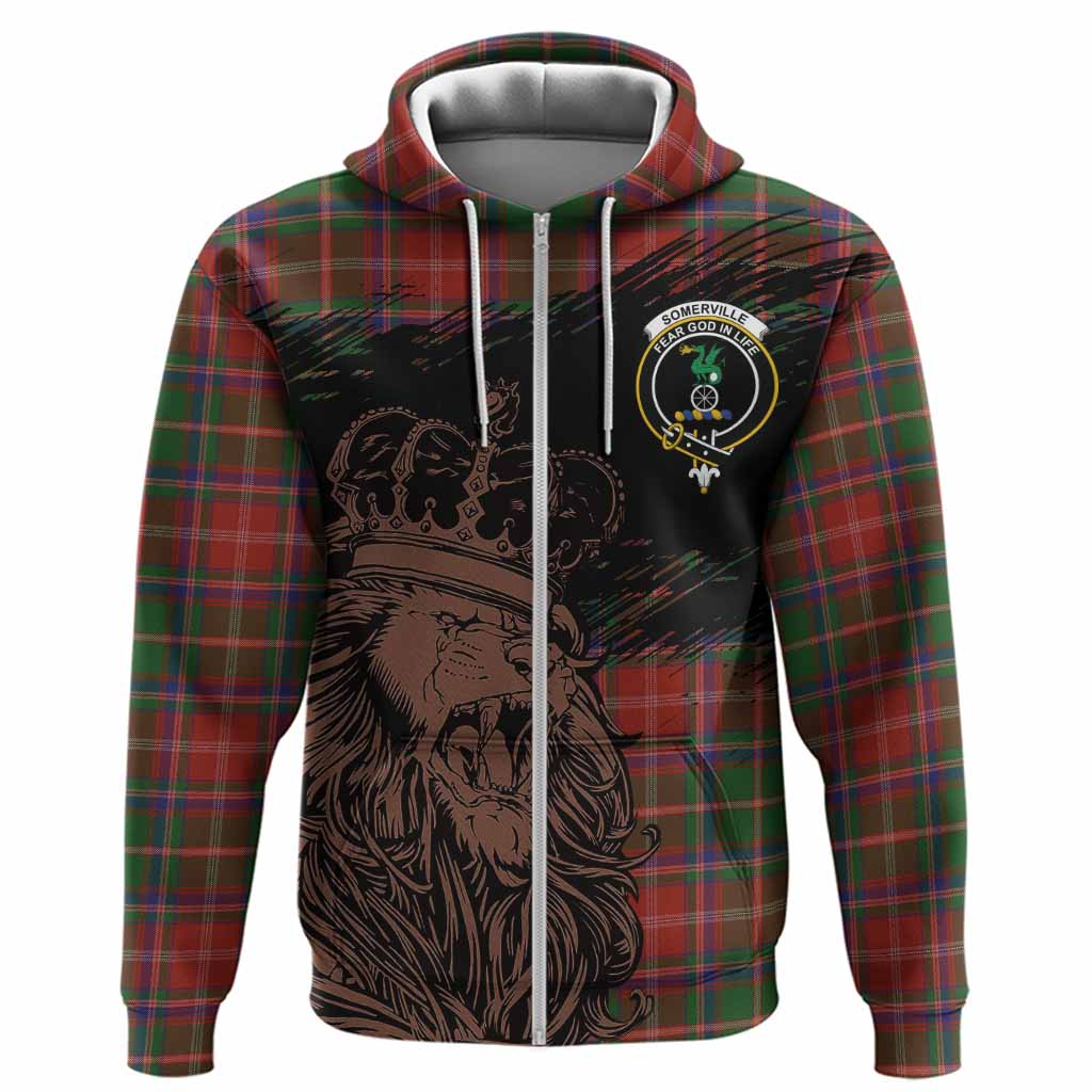Somerville Tartan Crest Hoodie Crowned Lion Heritage Style