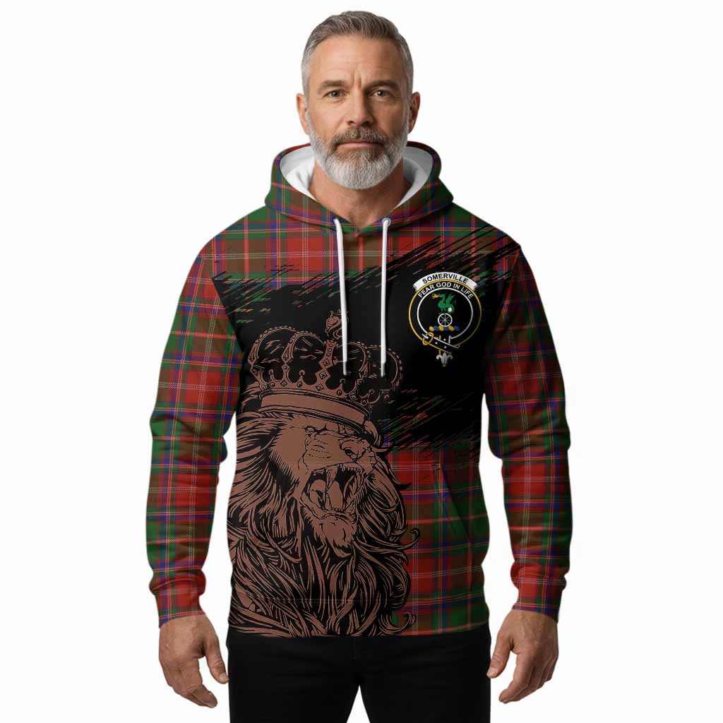 Somerville Tartan Crest Hoodie Crowned Lion Heritage Style