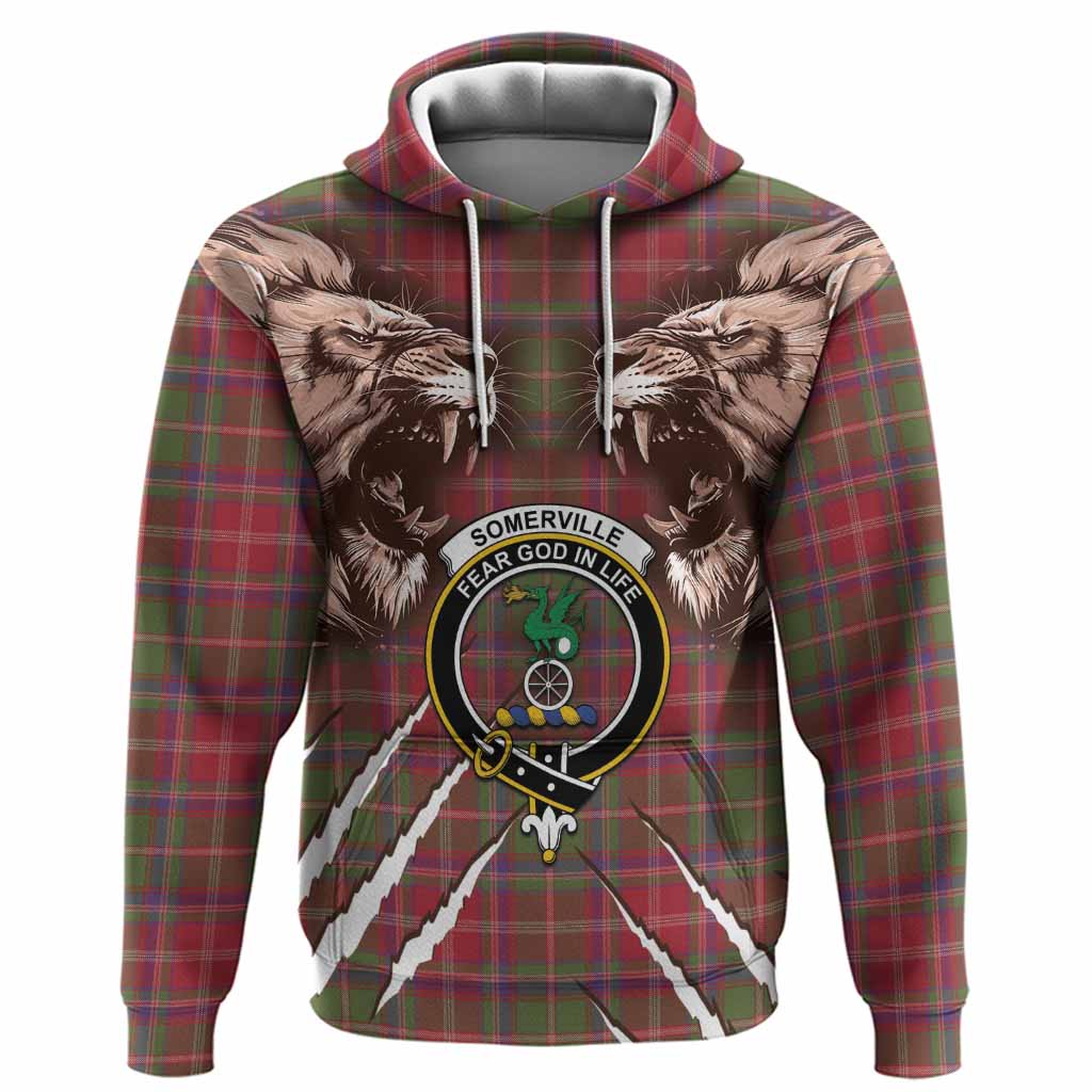 Somerville Tartan Crest Hoodie Ferocious Lion Style