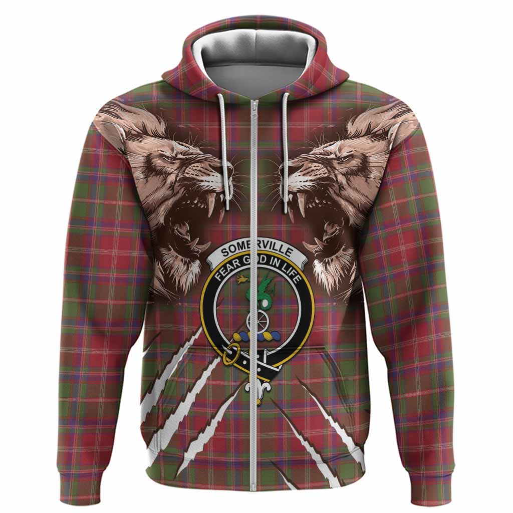 Somerville Tartan Crest Hoodie Ferocious Lion Style