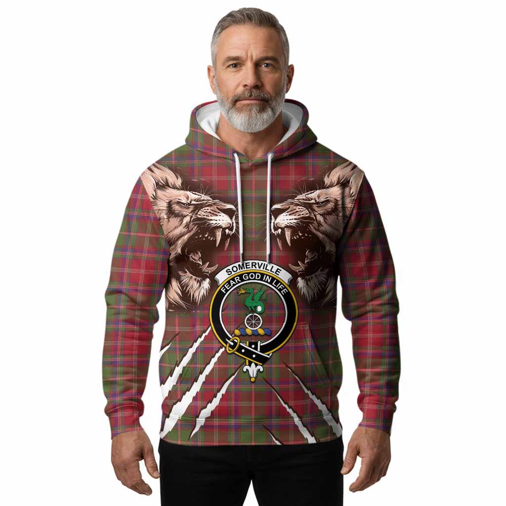 Somerville Tartan Crest Hoodie Ferocious Lion Style