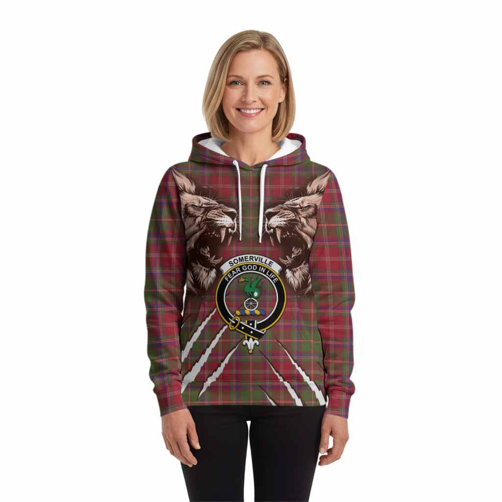 Somerville Tartan Crest Hoodie Ferocious Lion Style