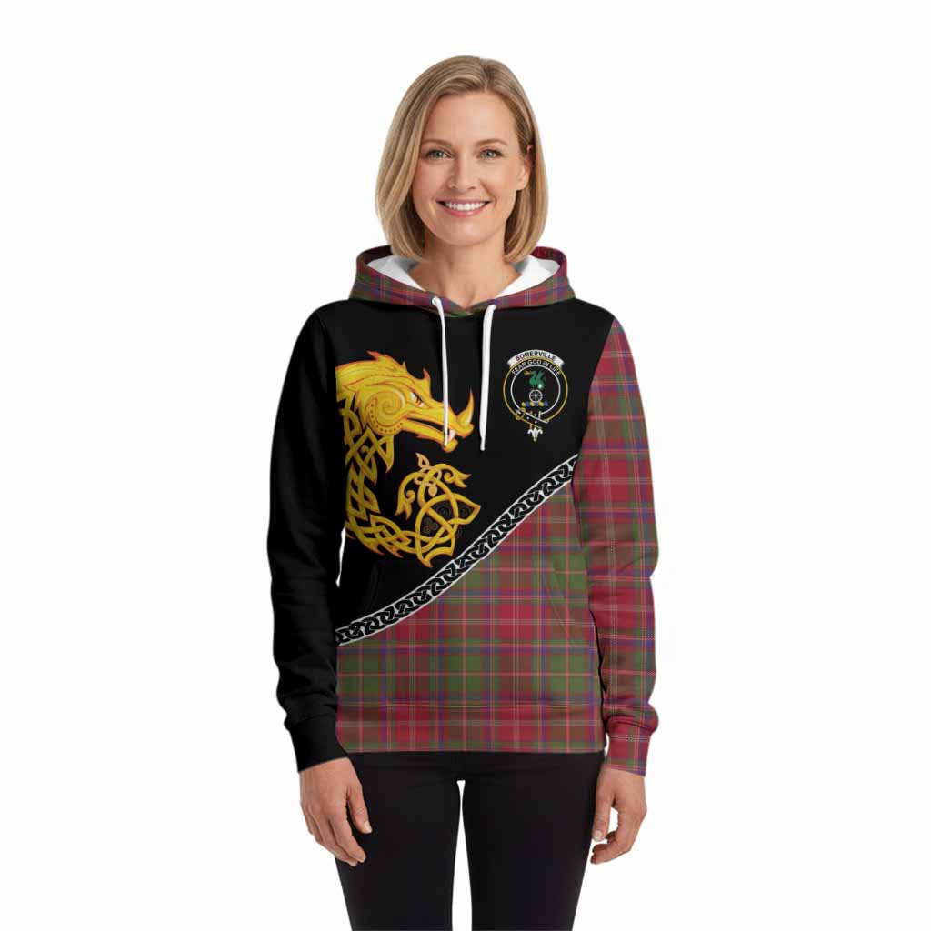 Somerville Tartan Crest Hoodie Legendary Dragon Knot Half Style