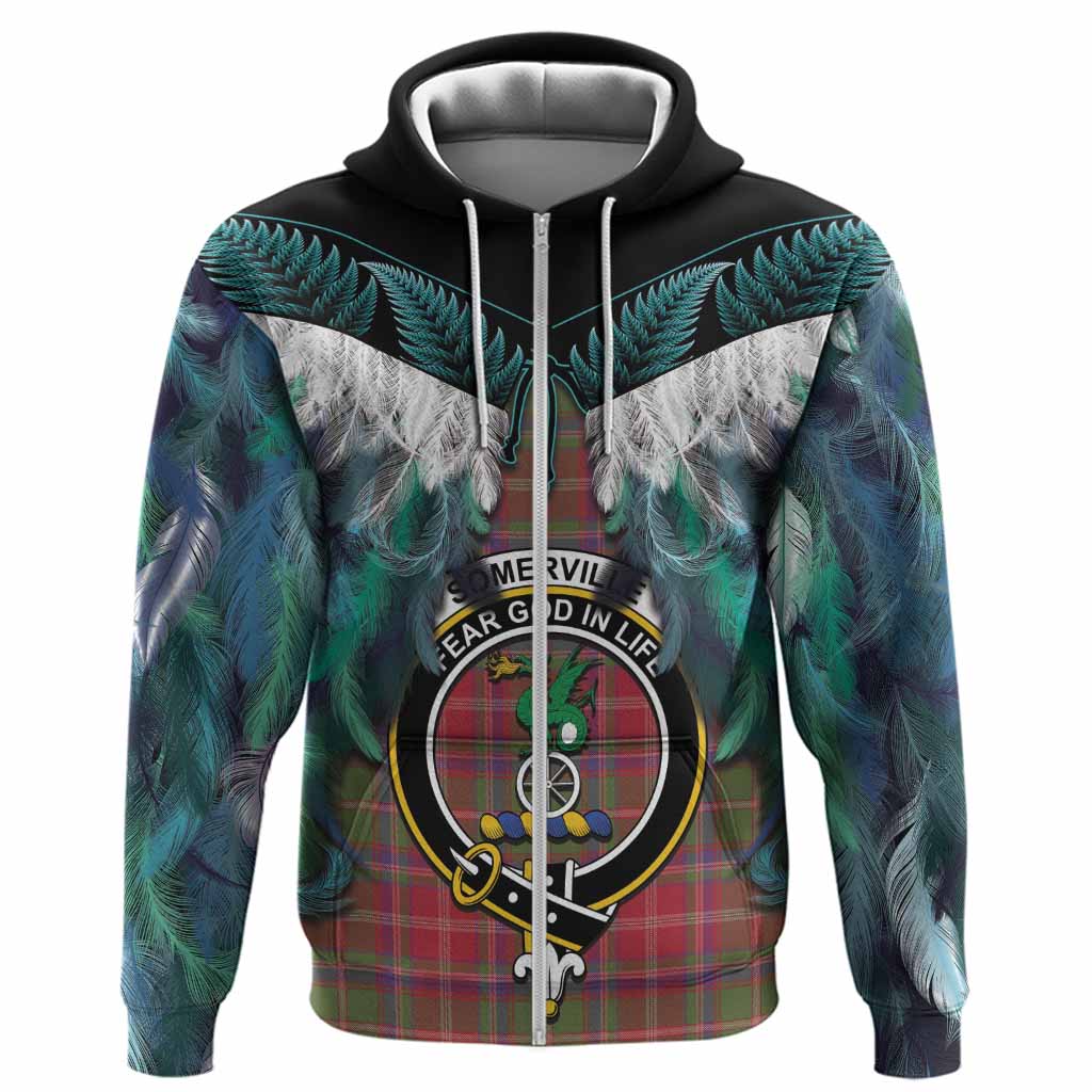 Somerville Tartan Crest Hoodie New Zealand Maori Korowai Cloak