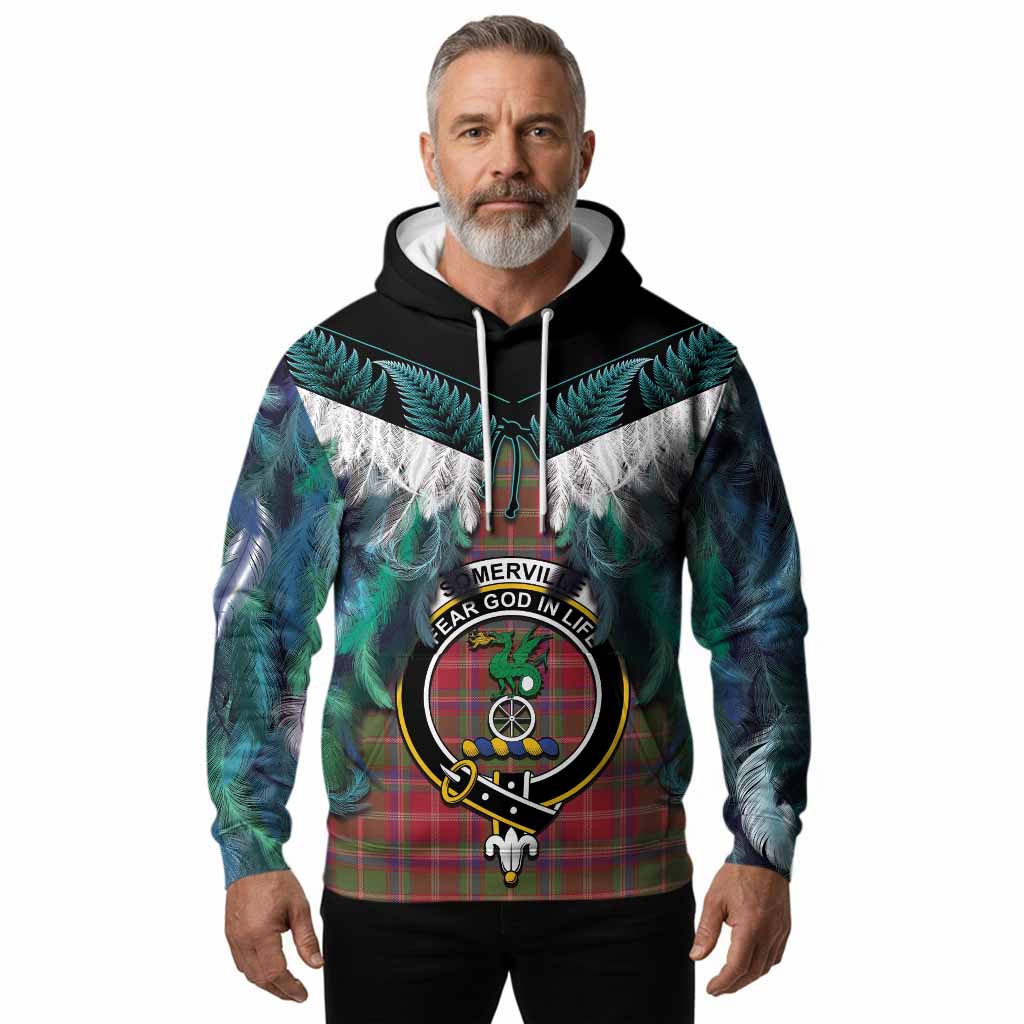 Somerville Tartan Crest Hoodie New Zealand Maori Korowai Cloak