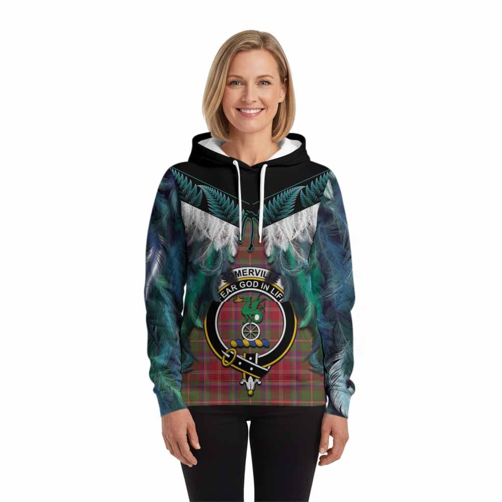 Somerville Tartan Crest Hoodie New Zealand Maori Korowai Cloak