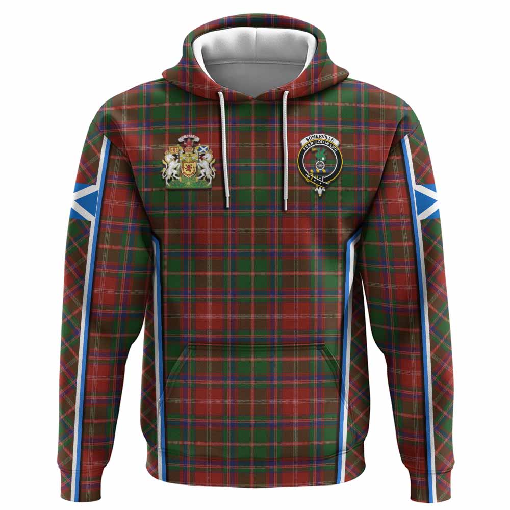 Somerville Tartan Crest Hoodie Scotland Coat of Arm Flag Style - Tartan Vibes Clothing