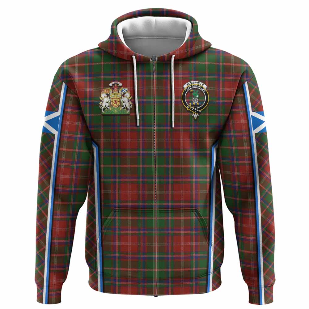 Somerville Tartan Crest Hoodie Scotland Coat of Arm Flag Style - Tartan Vibes Clothing