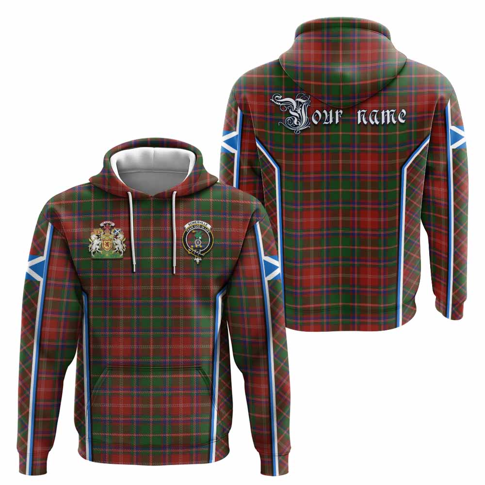 Somerville Tartan Crest Hoodie Scotland Coat of Arm Flag Style - Tartan Vibes Clothing