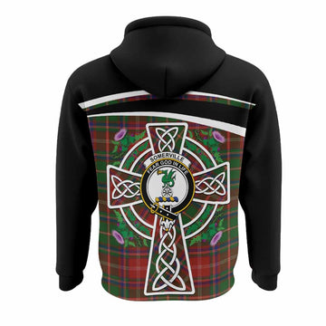 Somerville Tartan Crest Hoodie Scottish Thistle Celtic Cross Alba Gu Brath