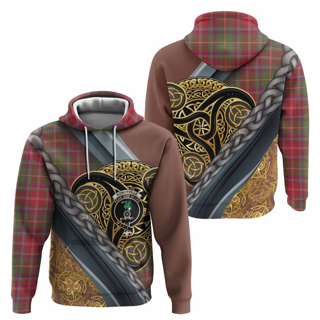 Somerville Tartan Crest Hoodie Scottish Triskele Celtic