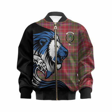 Somerville Tartan Crest Kid Bomber Jacket Scottish Golden Lions Wave Flow