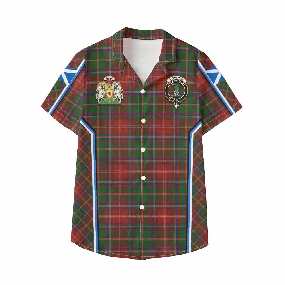 Somerville Tartan Crest Kid Hawaiian Shirt Scotland Coat of Arm Flag Style - Tartan Vibes Clothing