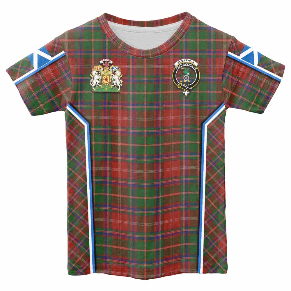 Somerville Tartan Crest Kid T-shirt Scotland Coat of Arm Flag Style - Tartan Vibes Clothing