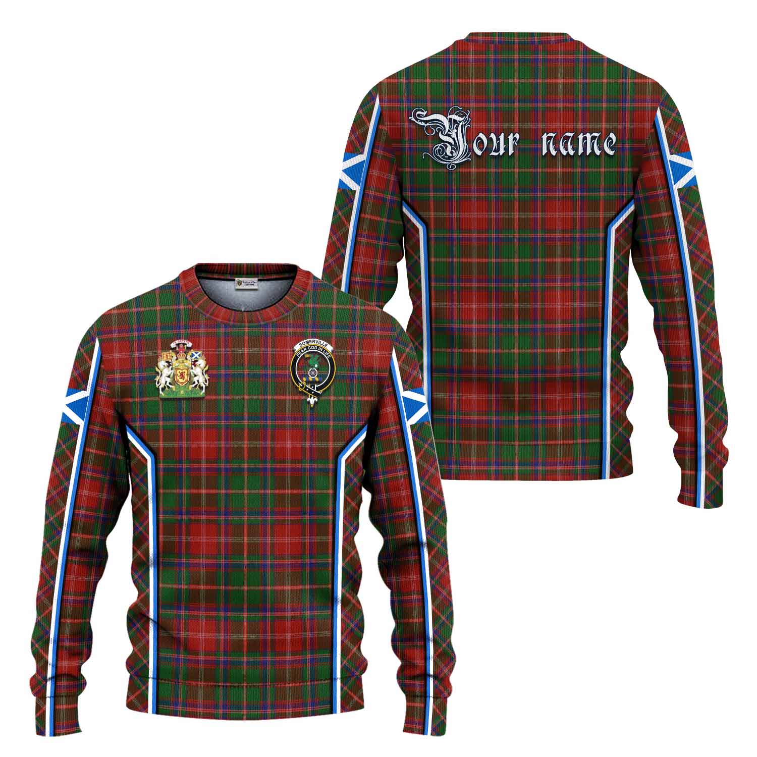 Somerville Tartan Crest Knitted Sweater Scotland Coat of Arm Flag Style - Tartan Vibes Clothing